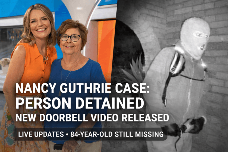 Nancy Guthrie case: Person detained after FBI releases masked-porch video—what’s confirmed