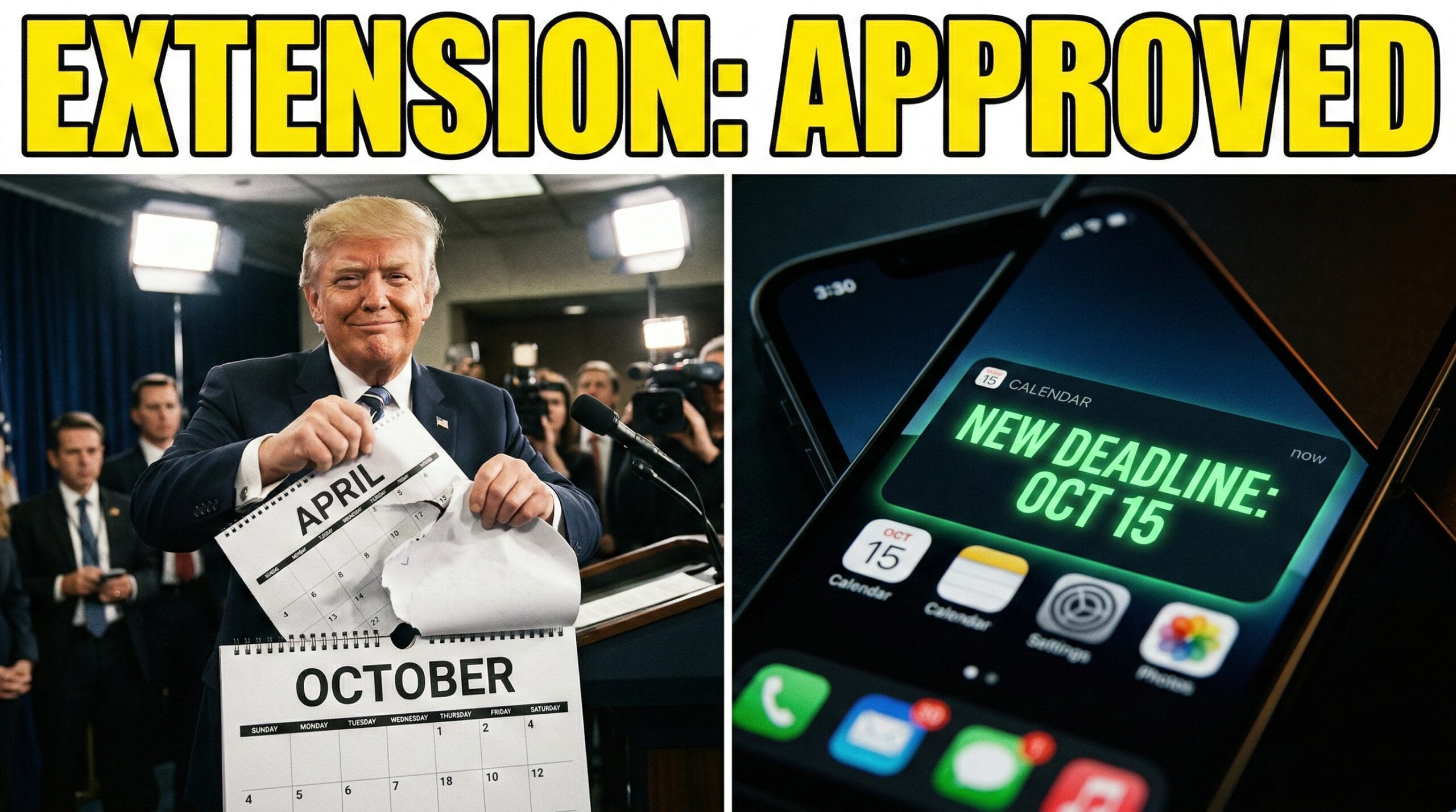 President Trump signing an extension authorization for the October 15 tax deadline.