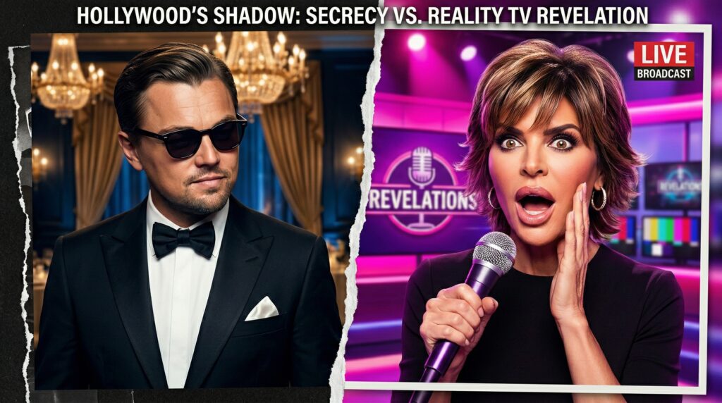 Lisa Rinna speaking on Watch What Happens Live next to Leonardo DiCaprio