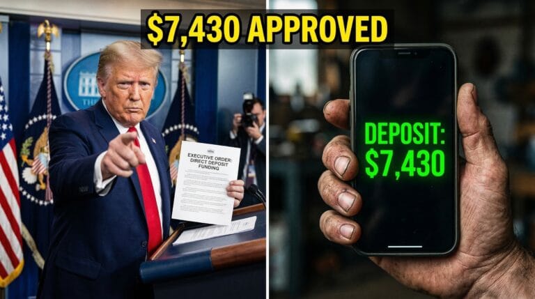 Trump holding document regarding $7,430 EITC updates.