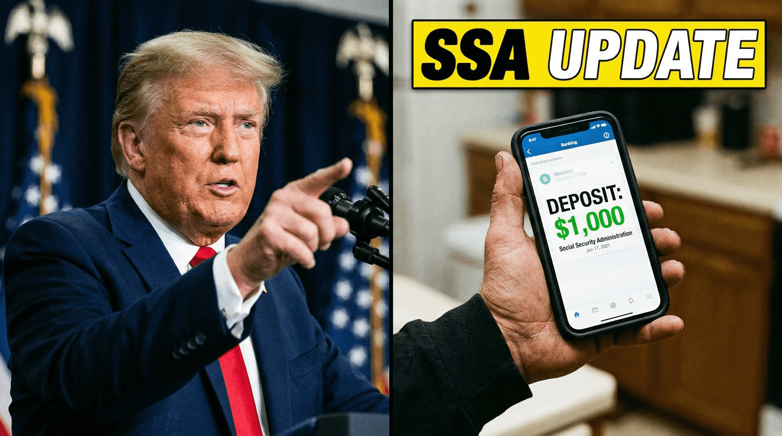 "President Trump reviewing the March SSA and $1,000 child IRA updates."