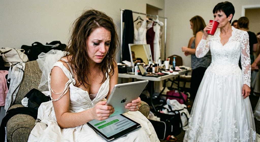 My Mother-In-Law Wore White To My Wedding, So I Projected A “Cheat Sheet” Of Her Son’s Tinder Messages Onto Her Dress